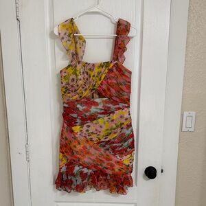 Carolina Herrera Floral Dress with Ruffle Details